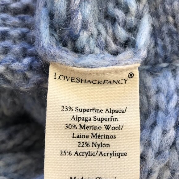 LoveShackFancy Blossom Sweatpants Pants Joggers Womens Large Blue Wool Alpaca - Picture 4 of 12